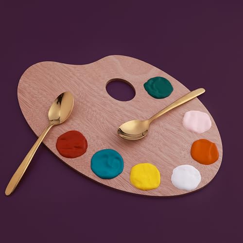 Image of GROX Curve Tea Spoon - Set of 6 | Gold | 14 cm | 304 Stainless Steel 18 /8 | Elegant Tea Spoon