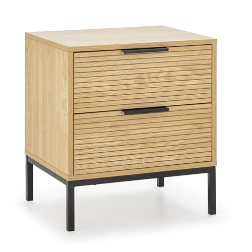 Mesita de Noche Mónica 2 cajones Color Madera, 50 cm (Ancho) 40 c...