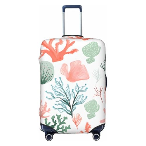 Cartoon Coral Travel Luggage Cover for Suitcase Anti-Scratch Fashion Suitcase Protector Washable Elastic Baggage Covers Fits 29-32 Inch Luggage for Travel Beach Holiday