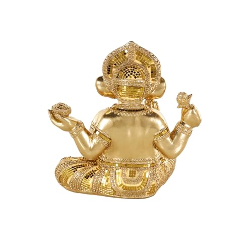 Escultura decorativa Ganesh de resina dorada 11 x 6 x 11 in miniatura 2