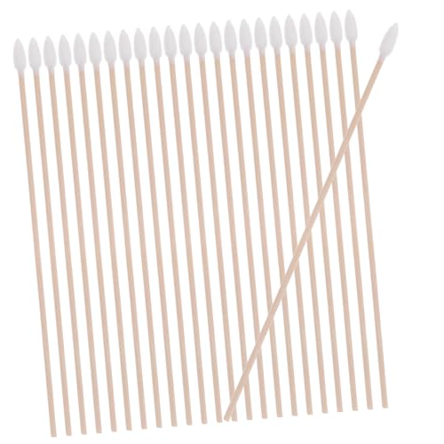 DONFAMDS 100個 先尖った長柄木製綿棒 使い捨てシングルチップ 綿先変形防止で精密作業向け メイク クリーニング 工業用に
