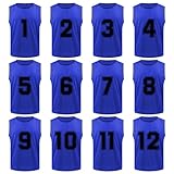 TopTie 12 Pack Numbered Scrimmage Team Practice Pinnies Mesh Jerseys Vests Pinnies (#1-12)
