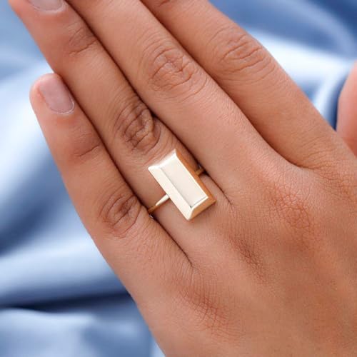 Shop LC LUXURO 10K Yellow Gold Bar Ring - Solid Gold Rings for Women - Wedding Gold Jewelry Birthday Gifts for Women 1.75 Grams3