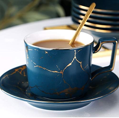 Miniatura 7 de Juego de cucharas de café de cerámica con diseño de mármol de 68fl oz taza de té nórdico juego de té de porcelana mate taza de té café expreso tetera