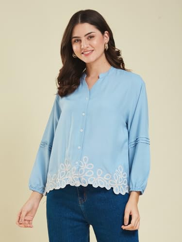 Image of J TURRITOPSIS Women's Rayon Stylish Embroidered Shirt