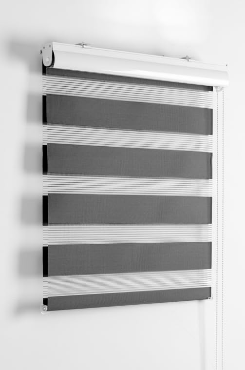 Funky Day and Night Zebra Roller Blinds Dual Layer Fabric Light Filtering Translucent Privacy Roller Blind Drill & No Drill Child Safe Easy Fit Home Office Window Blinds