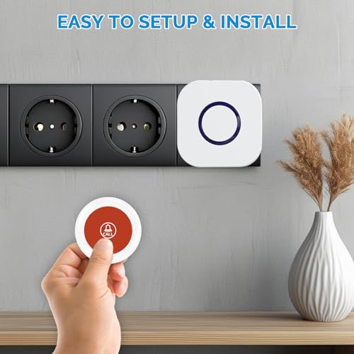 Caregiver Pager Wireless Emergency Button with SOS Alert for Seniors at Home - 38 Melodies 1000+ Feet Range for Elderly Patient Disabled Home Care Life Alert - 1 Plugin Receiver + 1 Transmitter White - Image 5