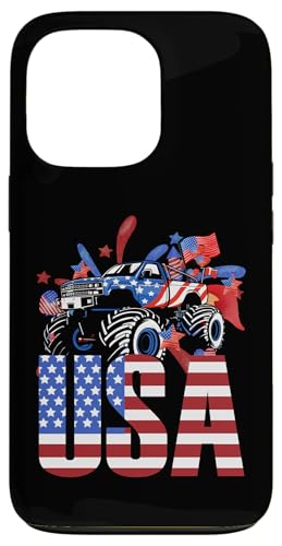 Monster Truck Kleinkind Jungen USA Amerikanische Flagge 4. Juli Hülle für iPhone 13 Pro