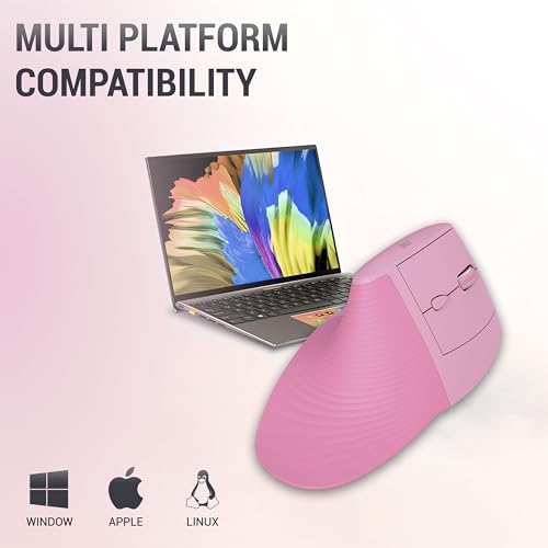 Image of Ant M200 Vertical Wireless Mice, Wireless Ergonomic, Rechargeable,5 Adjustable DPI, Silent 2.4GHz Optical Tunnel, USB Wireless Mouse for Laptop, PC Pink