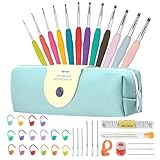 41Pack Crochet Hooks Set,Knitting Accessories Tools with Case,Aluminum Knitting Needle,Ergonomic Soft Grip Handles, 2.0mm-8.0mm
