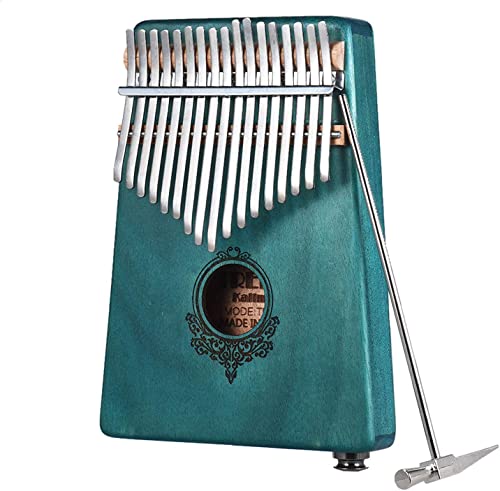 Yannaky Thumb Piano, Piano Portable, 17 Touches Portable Thumb Piano Acajou Micro Intégré avec Interface Haut-Parleur 6,35 Mm avec Sac De Transport Cadeau Musical (Color : Bluish Green)