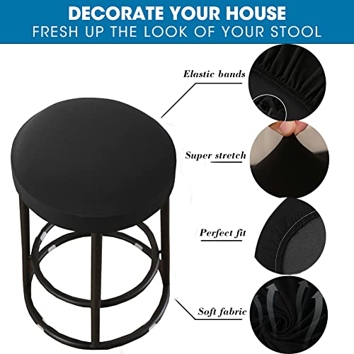 HFCNMY Stool Covers Round,4 Pack Stretch Round Bar Stool Covers Washable Bar Stool Seat Covers Stool Cushion Slipcover Elastic Bar Chair Covers for 13-20 Inch Chair (Black) - Image 3