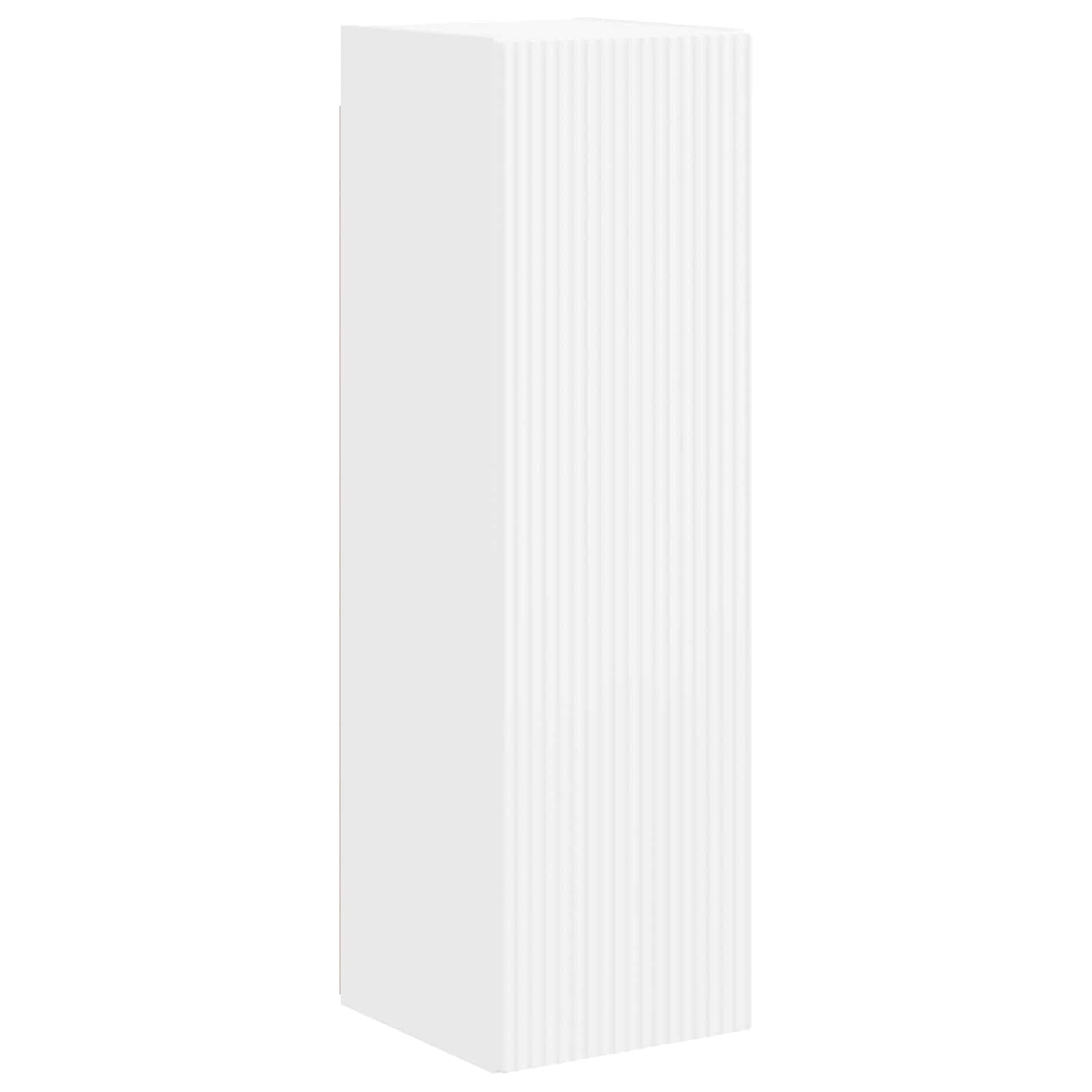 Set di mobili per TV, montaggio a parete, 4 pezzi, bianco, in legno
