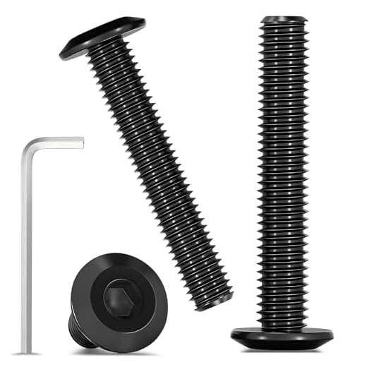 10Pcs M6 x 45mm Flat Hex Socket Head Cap Screws Cap Screw Bolts, M6 Screws with Hex Spanner, 304 Black Stainless Steel Flat Head Full Thread Bolts for Furniture