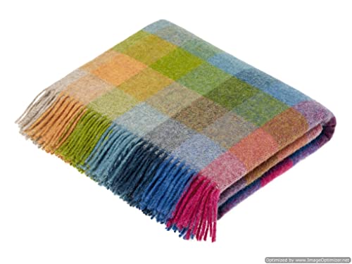 Moon Wool Plaid Throw Blanket, Pure New Wool, Harlequin