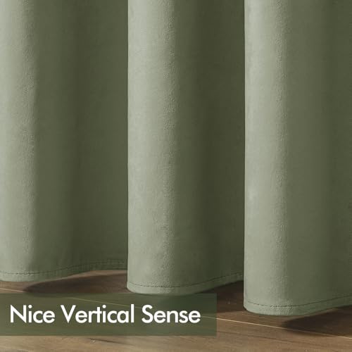 MIULEE Velvet Curtains Sage Green Elegant Grommet Curtains Thermal Insulated Soundproof Room Darkening Curtains/Drapes for Classical Living Room Bedroom Decor 52 x 96 Inch Set of 2 by MIULEE - Image 6