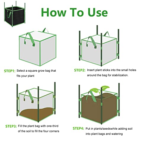 Aixi Home 5 Pack 7 Gallon Square Grow Bags, Thick Nonwoven Fabric Plant Pots With Green Handles, Heavy Duty Plant Grow Bags For Gardening #TOP3