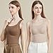 DODHIZ All Day Comfort Thickened Warm Tank Top with Shelf Bra, Women's Thermal Tanktops withBuilt-InBra. (Khaki+Black,Large)