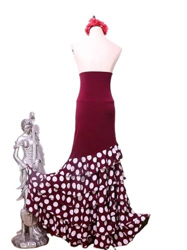 OPIGJUFD Falda de Baile española Falda de Baile Flamenca for Mujer, Traje actuación para Rendimiento(XXL)