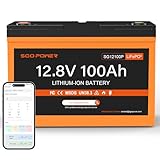 SGO 12V 100Ah リン酸鉄リチウムイオンバッテリー 、RV、乗用車、ゴルフカート＆海洋用リチウムイオンディープサイクルバッテリー、低温遮断、Bluetooth、LiFePO4、1280W 100A BMS、最大15000サイクル、ソーラー、エレキモーター に適用、日本販売者