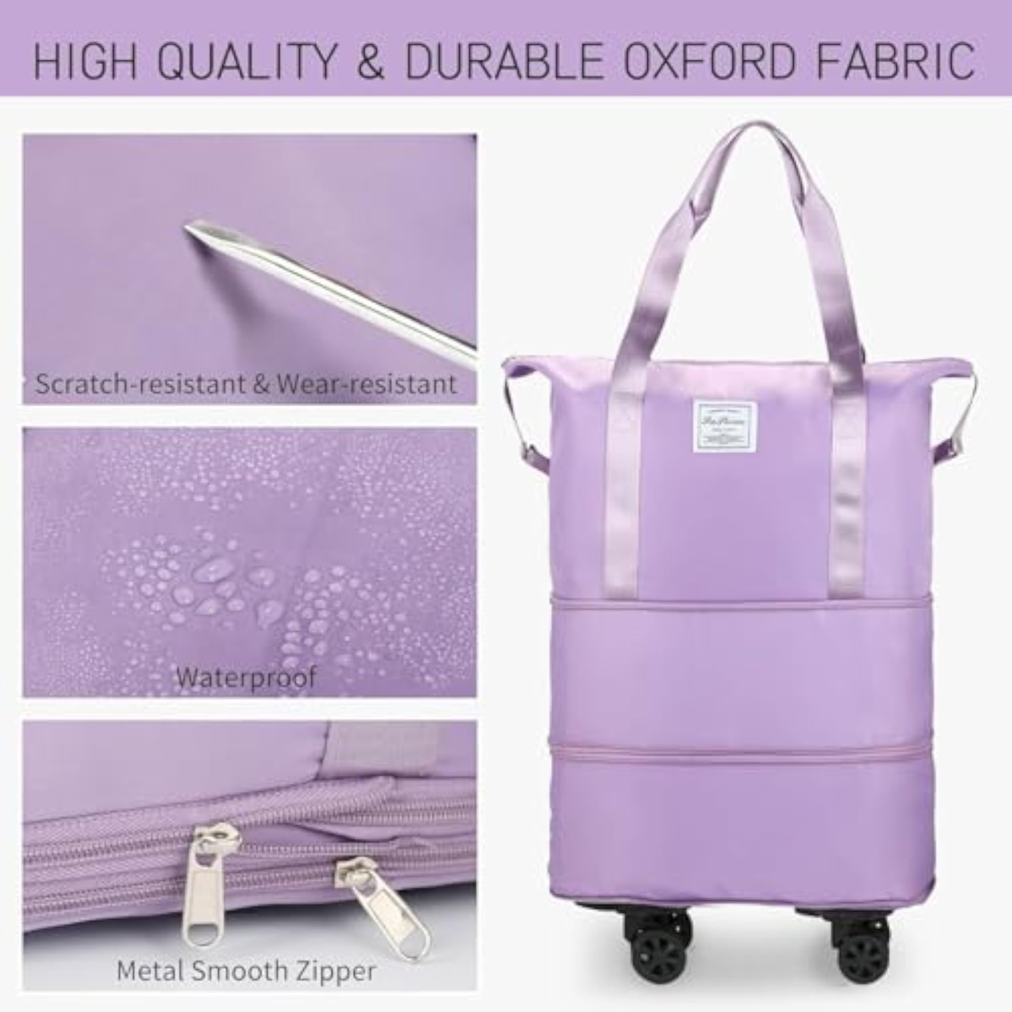Expandable Foldable Duffle Bag with Wheels for Travel