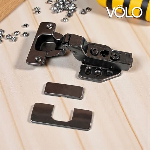 Image of VOLO Cabinet Hinges, Set of 1 (2 Pieces) for Furniture, Wardrobes, Doors, and Storage Units | (3D (Black) Soft Close (Mild Steel), 15 Crank | Inset)