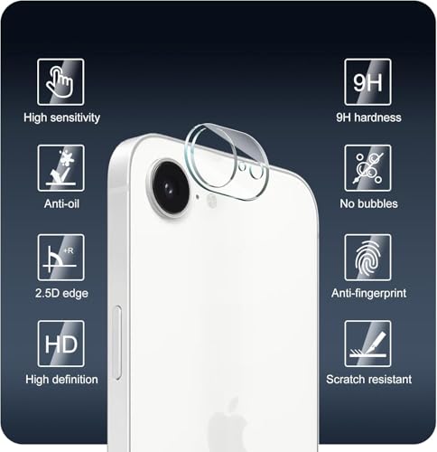 Image of Xmon Back Camera Lens Protector for iPhone 16e (1 Pack) Premium Camera Glass Protector Guard, Anti-Scratch, Ultra-Clear, Easy Installation