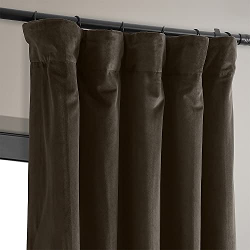 HPD Half Price Drapes Signature Blackout Velvet Curtains 96 Inch Long (1 Panel) 4-Pass Hotel Blackout Lined Window Curtains Thermal Blackout Curtains for Bedroom, Living Room, 50W x 96L, Java