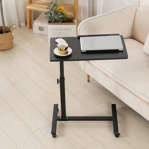 Table de Lit a Roulette, Bureau Mobile Pneumatique pour Ordinateur Portable, Support Ordinateur Portable lit, Pliable, 360° Bureau D'ordinateur Levage...