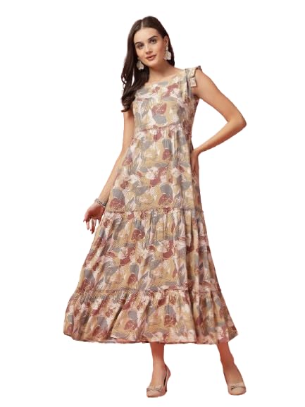 indibelle Beige Abstract Rayon Maxi-picture-28