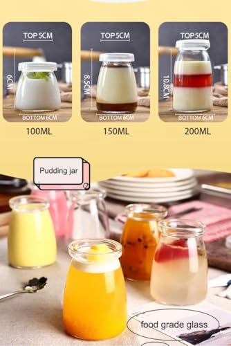 Image of CROCO JAR Pudding Glass Jar with Lid | Reusable Yogurt Glass Container | Small Airtight Glass Jars for Dessert, Custard, Jam, Kitchen Storage & Serving | 150ml, Set of 6