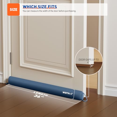 Image of MAGZO Door Draft Stopper, 36 Inch Under Door Draft Blocker Noise Stopper, Weighted Wind Blocker Draft Guard for Bottom of Door, Blue