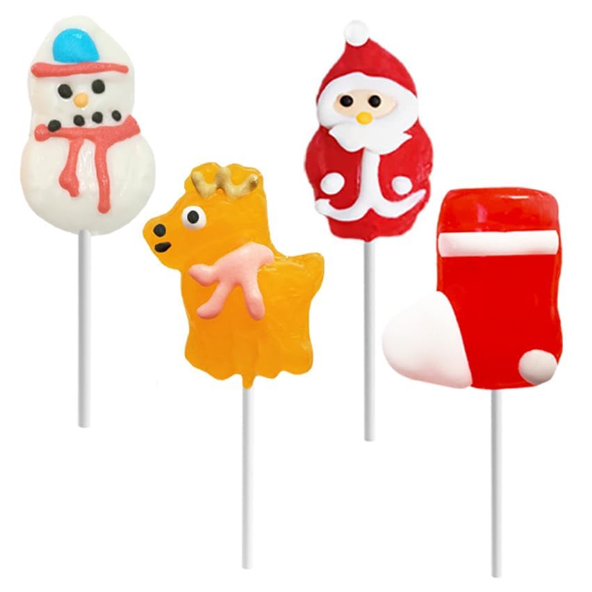 Miniatura 7 de Paleta de Navidad de Papá Noel, reno, muñeco de nieve, surtido de botas de Navidad, sabor a fruta mixta, envueltas individualmente, paquete de 48