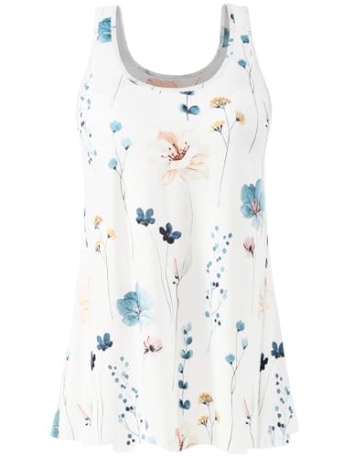Image of Air Curvey Tank Tops for Women Build in Bra Casual Flowy Tank Pleated Loose Fit S-XXXXL