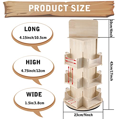 Rotating Display Stand 3 Tier Wood Rotating Rack 4 Sided Display Rack Counter Top Spinner Display Stand 360 Degree Spinning Tabletop Display Stand For Retail Trade Shows Craft Shows Showcase (Wood) #TOP1