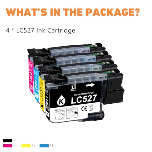 LC527 Druckerpatronen Kompatible für Brother LC 527 Multipack Patronen für Brother LC527 Patronen Set 527 LC-527VAL für Brother MFC-J4350DW MFC-J4550DW Drucker (LC527BK, LC527C, LC527M, LC527Y, 4-Pack
