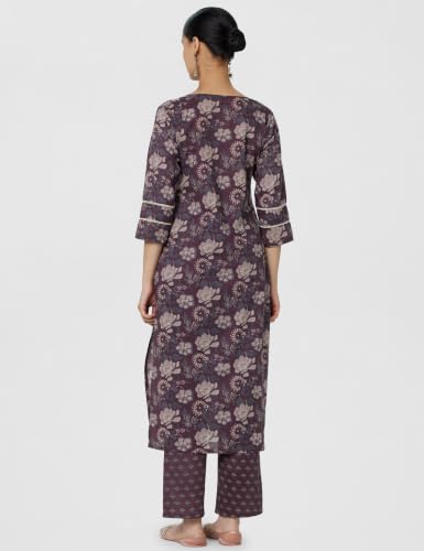 Image of Printed Cotton Blend Straight Kurta With Trousers | daily wear suit