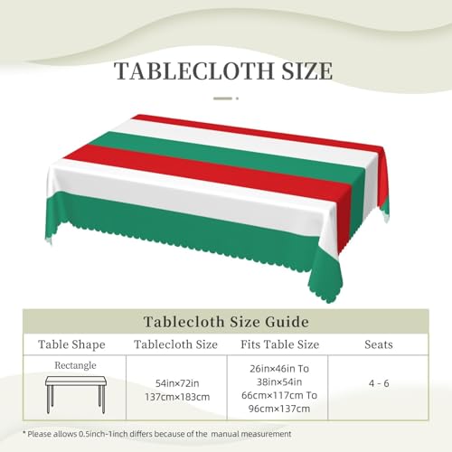 Nappe rectangulaire drapeau bulgare en tissu de décoration pour les réceptions