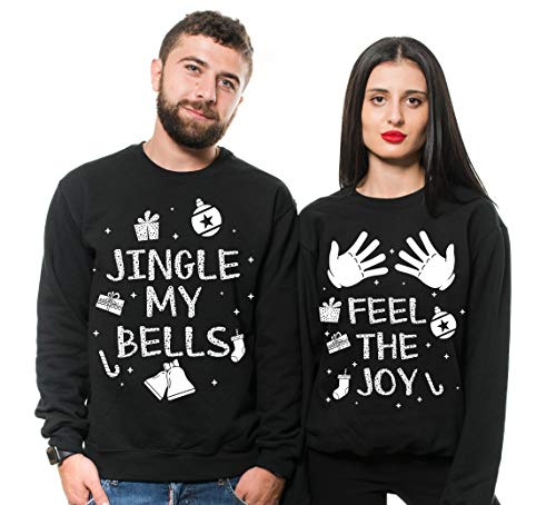 Silk Road Tees Christmas Ugly Sweater Party Funny Couple Matching Sweatshirts Black Men XXL - Women Large