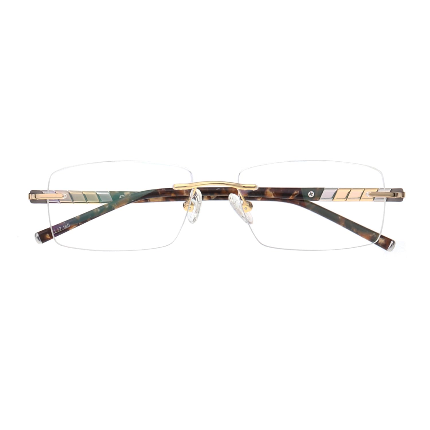 HELES - Occhiali da lettura da uomo, rettangolari, in titanio e policarbonato, con blocco della luce blu, antiriflesso, Oro, +3.50 Strength