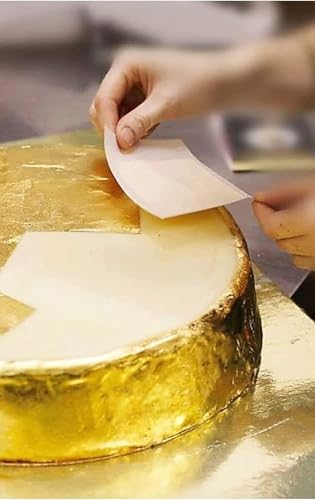Image of UGLS 24k Edible Gold Leaf Sheets 05 pcs - 3x4.inches for Sweets (Mithai) Decoration, Cakes Decoration, Worshipper (Pooja), Jain Temple, Face Facial Spa & Many More Benefits.