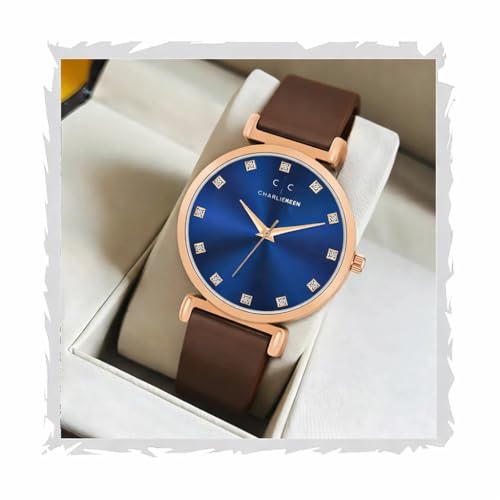 Image of CHARLIEKEEN Women's Luxury Watch, Rose Gold Case, Silicone Band, Crystal Markers