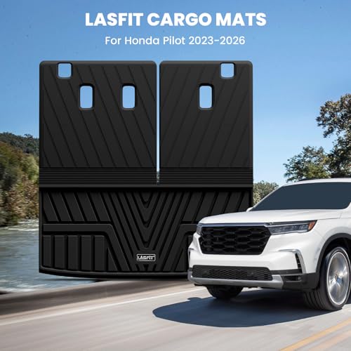 Image of LASFIT All Weather Cargo Mats for Honda Pilot 2023-2026【Custom Fit】 | Full Surround TPE Mats, Tall Walls, Non-Slip, Easy Clean, Tool-Free Install, Vehicle-Specific Accessories