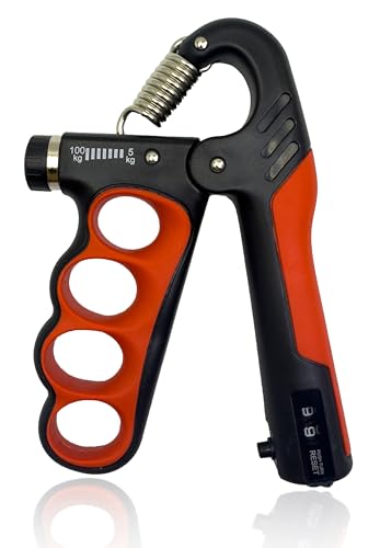 uvedabul Grip Trainer | Gain Herculean Strength with our Grip Strength Trainer - Crush Forearm Exercises with Adjustable Resistance and Ergonomic Design (red)