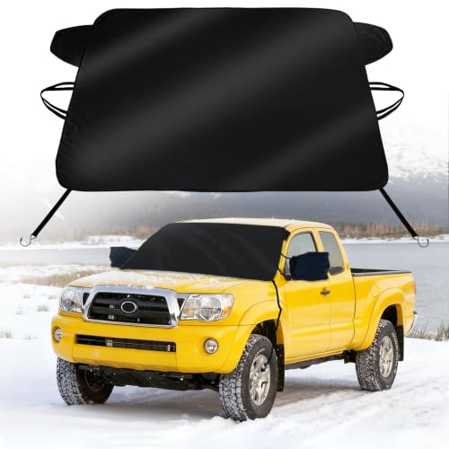 Image of Windshield Cover for Ice and Snow for Toyota Tacoma 2016-2024 2025 2026 2027 Enhanced Waterproof 600D Oxford Fabric Windshield Frost Cover for Trucks,Heat Sag-Proof Protector with Rear Mirror Cover