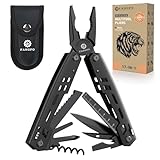 Multitool 17-in-1 Stainless Steel Multi Tool with Pocket Knife Needle Nose Pliers Bottle Opener Screwdriver Self-Locking Professional Multi-Tool for Outdoor Survival Gifts for Men(Black)