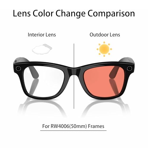 Image of YEIN Replacement Lenses for Ray-Ban Meta RW4006 /RW4012(50mm), Photochromic /Blue Light Blocking /Polarized Sunglasses Lenses
