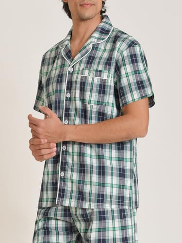 Image of Latuza Men's Button Down Pajama Top 2 Pack Cotton Sleep Shirt