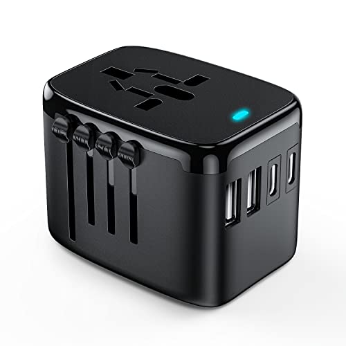 Periféricos, Electronics RUBOQE Adaptador Europeo de Internacional, Todo en uno Enchufe con 2 Puertos Tipo C+2 USB, Adaptador de Universal para el Reino Unido Estados Unidos Australia...