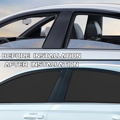 4PCS Car Side Window Sun Shades with Magnetic,Auto Front and Rear Windshield Curtains, Privacy Side Sunshade Curtain for Baby, Heat Insulation and UV Protection, Universal Car Accessories(Front+Back)